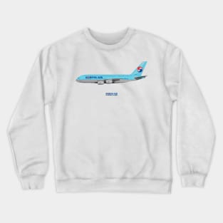 Illustration of Korean Air Airbus A380 Crewneck Sweatshirt